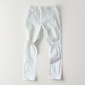 Good American Good Waist White Skinny Jeans Size 10 Stretch Distressed